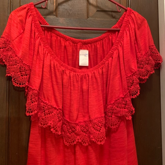 Women’s Short Sleeve Size 16W-18W Red Terra & Sky Blouse - Picture 7 of 9